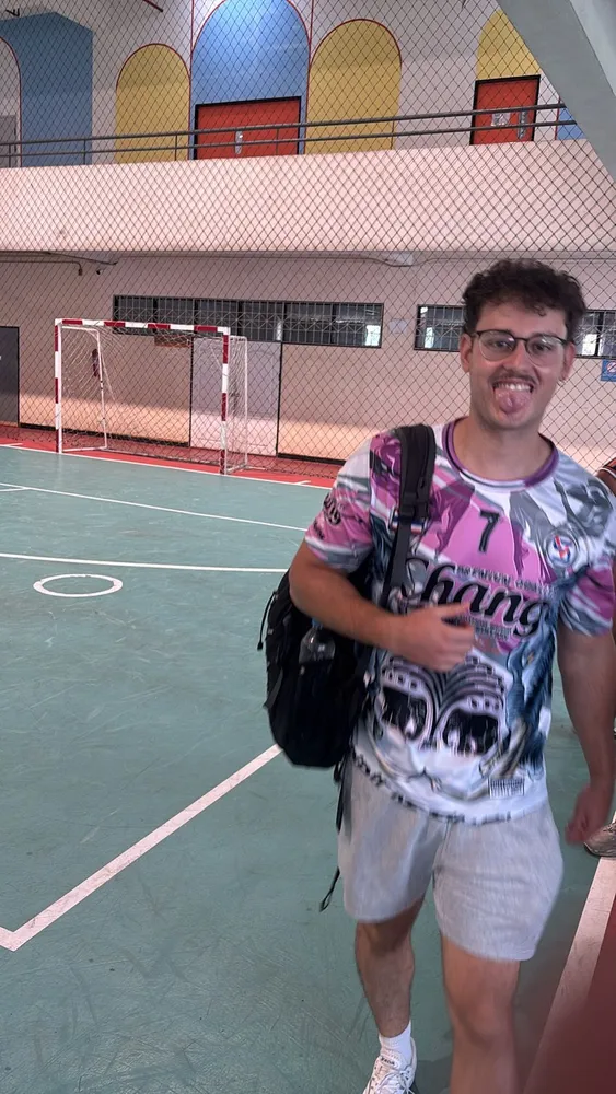 A friend posing on the futsal court